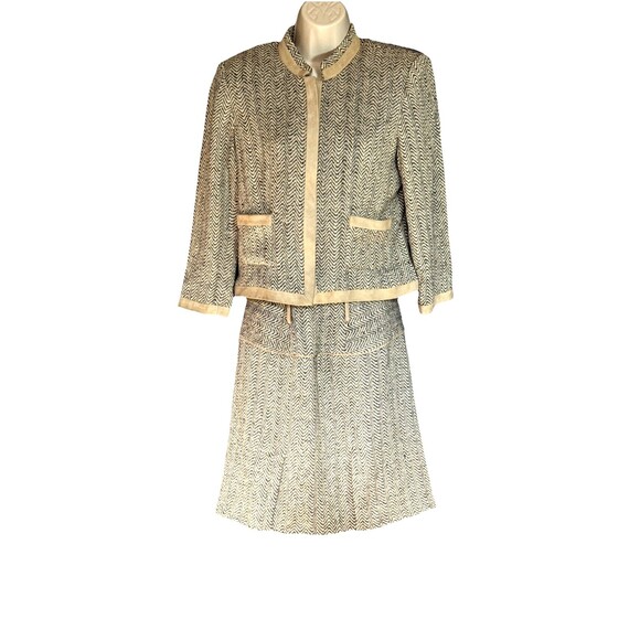 Vintage Douglas Hannant Size 8 Skirt  Jacket Suede Trim Zip Up Silk Blend - Picture 15 of 15